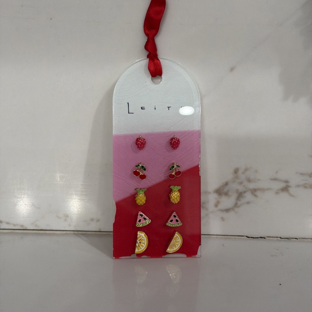 Leith Fruit Stud Earrings - Set Of 5